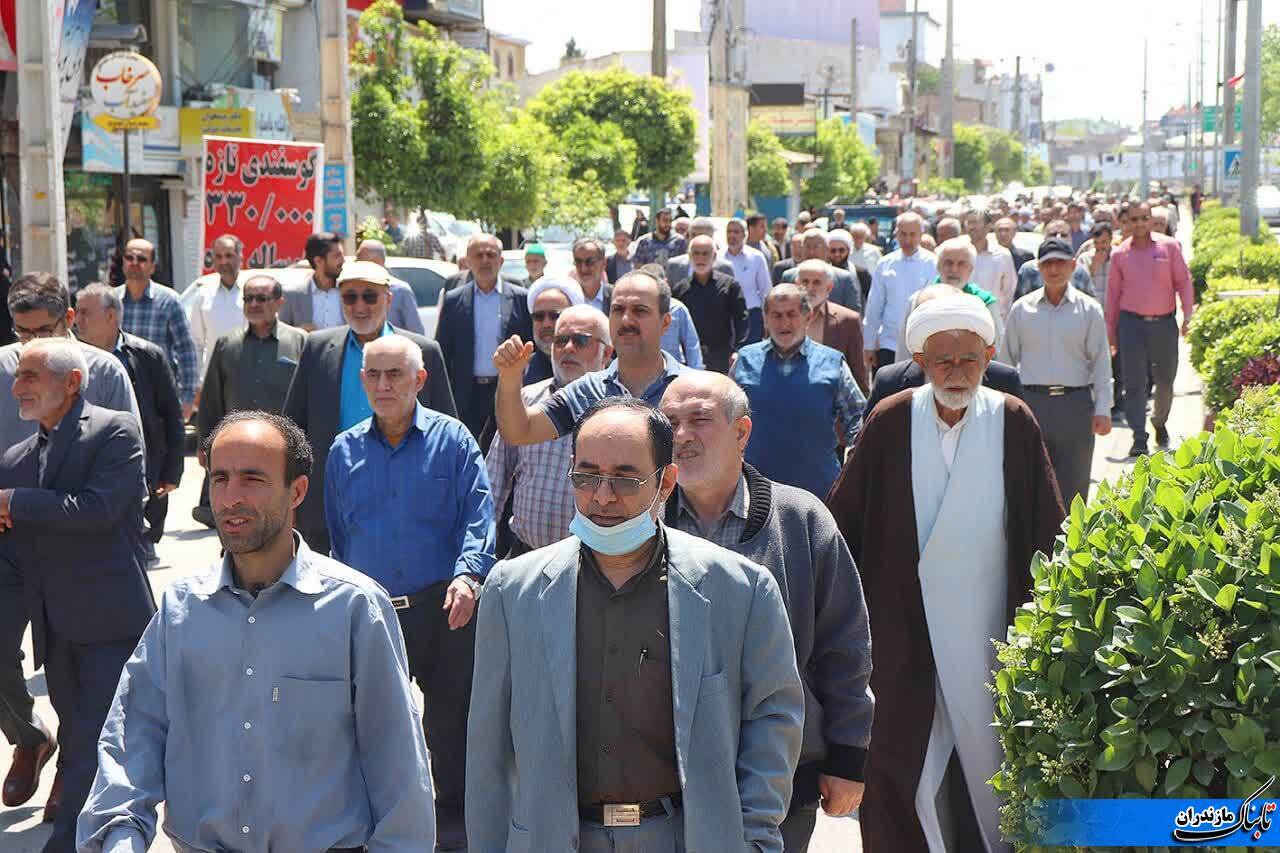 راهپیمایی جمعه‌های خشم در حمایت از مردم مظلوم غزه و عملیات وعده صادق در نکا/ گزارش تصویری