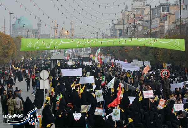 تصاویر تابناک رضوی از راهپیمایی 13 آبان در مشهد