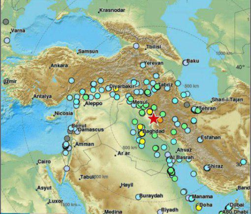 زلزله شدید در عراق و ایران تاکنون 210 نفر را کشته است