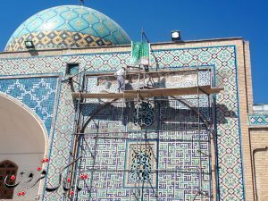 روند مرمت آستان مقدس امامزاده حسین (ع) به نیمه رسید